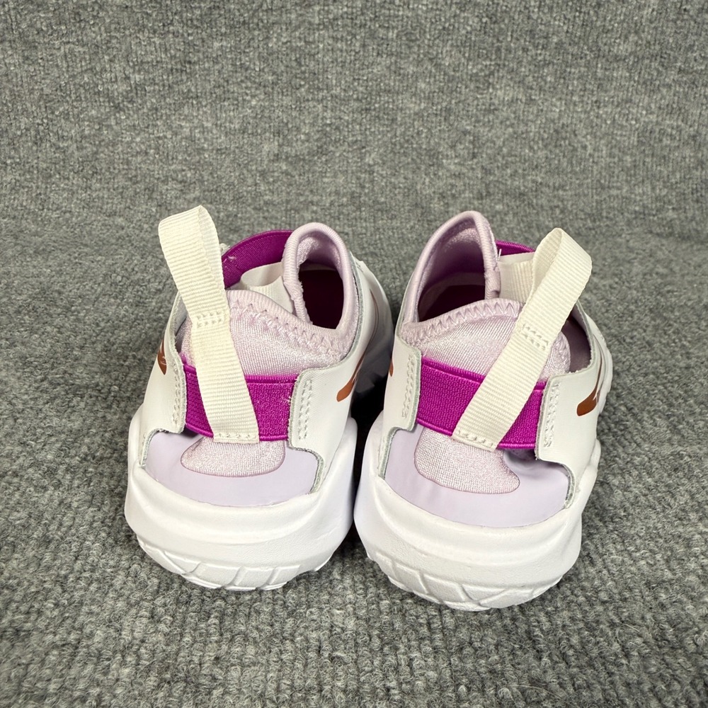 Nike Kids Girls 1Y Flex Runner Shoes Sneakers White Violet Slip On DJ6040-101 - Picture 3 of 7
